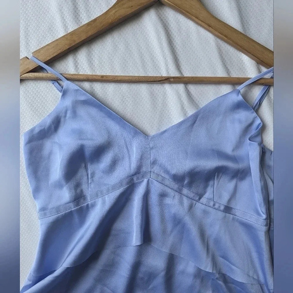 NWT Banana Republic Powder Blue Satin Silk Babydoll Cami Tank Top 4 Small Petite - Picture 4 of 9